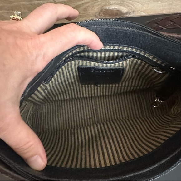 Vintage Brighton Pebble Grain Leather Black w/Brown Alligator Embossed Purse - Picture 10 of 16